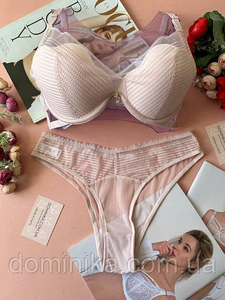 75/80/85B Комплект жіночої білизни CHLX  напівпрозорий чашка B пудровий, фото 1