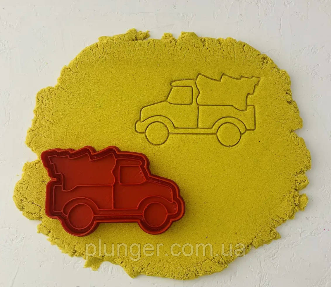 Вирубка пластикова з відтиском Вантажівка з ялинкою 12 см, фото 1