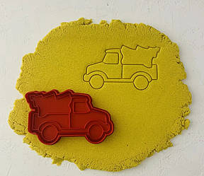Вирубка пластикова з відтиском Вантажівка з ялинкою 12 см