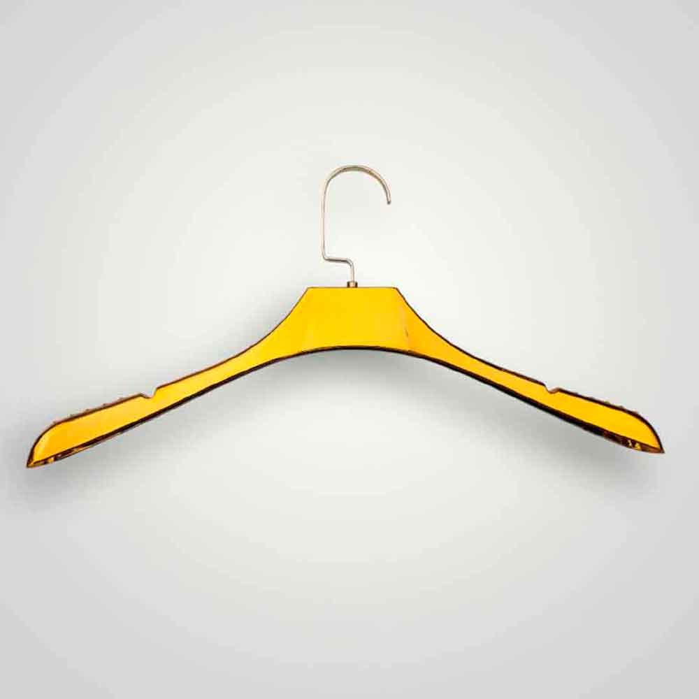 Пластикові плічки вішалки 38.5 см золоті з широким плечем 2.5 см для одягу упаковка 5 шт, фото 1