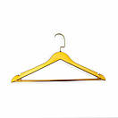 Пластикові плічки вішалки 42.5 см золоті з поперечиною для одягу упаковка 5 шт, фото 3