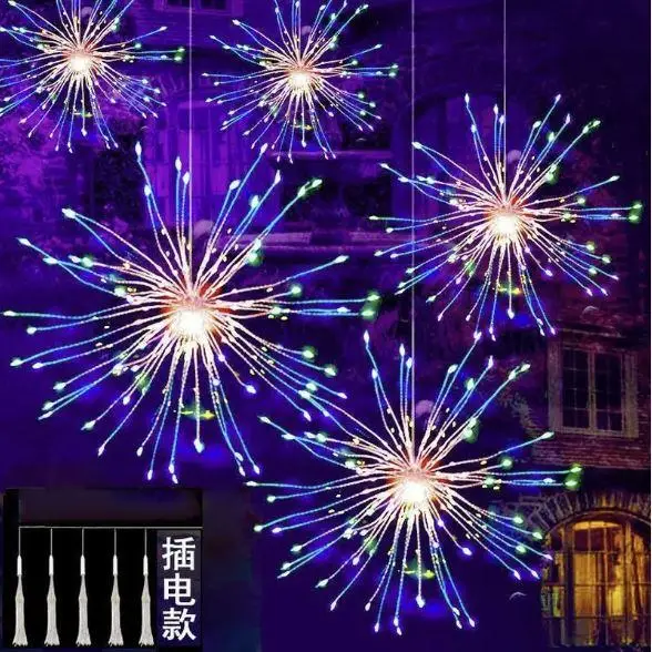 XMAS Гірлянда мідний дріт Штора феєрверк 500 M-7 3.0 м х 0.3 м Мультиколірна, фото 1