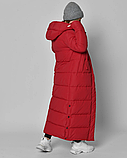 Жіночий довгий червоний пуховик 8898, фото 8