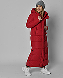 Жіночий довгий червоний пуховик 8898, фото 9