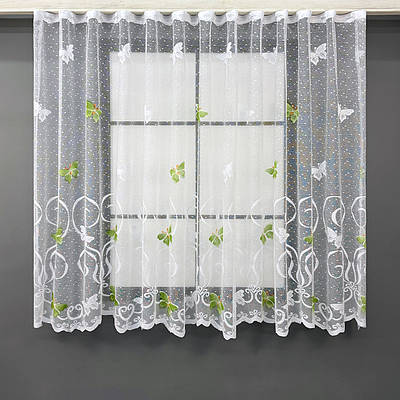 Коротка тюль, висотою 1,5м., жакард. Колір білий. Код 1895т