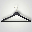 Плічки вішалки з хромованими прищіпками і гачком 30 см чорні шкіряні з тремпеля для штанів і спідниць уп.5 шт, фото 6