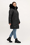 Елегантний пуховик жіночий з капюшоном і хутром песця Li-8, графіт, фото 4