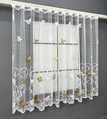 Тюль жакард Арка на кухню, колір білий 1884т