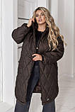 Стильна жіноча зимова куртка великих розмірів Т-800, фото 6