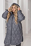 Жіноча сіра зимова куртка великих розмірів Т-800, фото 8