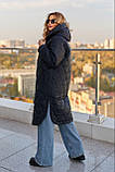 Стильна жіноча зимова куртка великих розмірів Т-800, чорний, фото 7