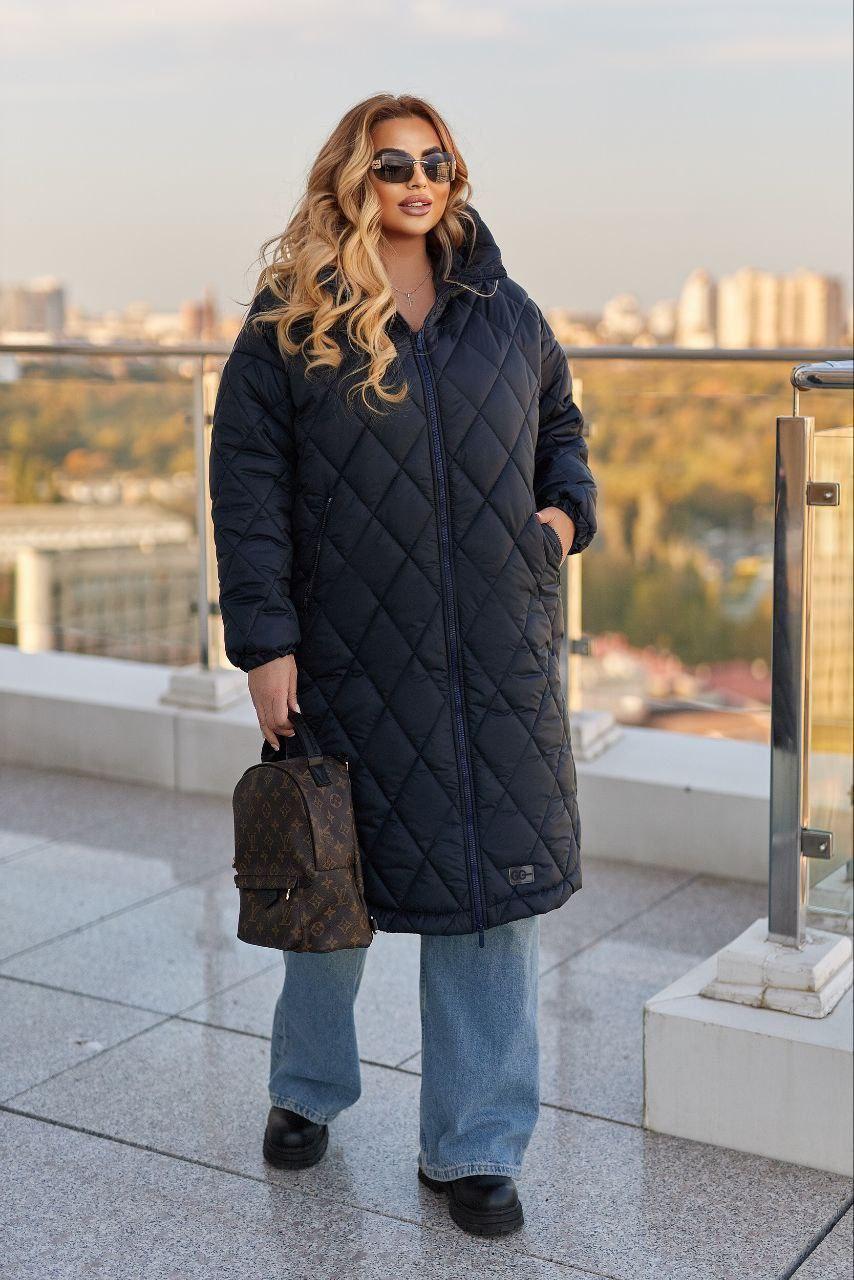 Стильна жіноча зимова куртка великих розмірів Т-800, чорний, фото 1