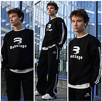 Теплый спортивный костюм для мальчика подростка с лампасами , модный, красивый кофта и прямые штаны с карманами 11,12,13,14 лет