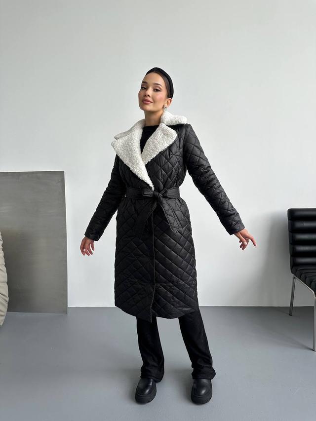 довге зимове пальто куртка з білим хутром тедді