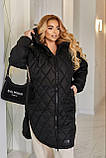 Стильна жіноча зимова куртка великих розмірів Т-800, чорний, фото 9