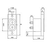 Роз’єм мережевий AC-005 (IEC C8), панельний, 2.5 A 250 V, фото 2