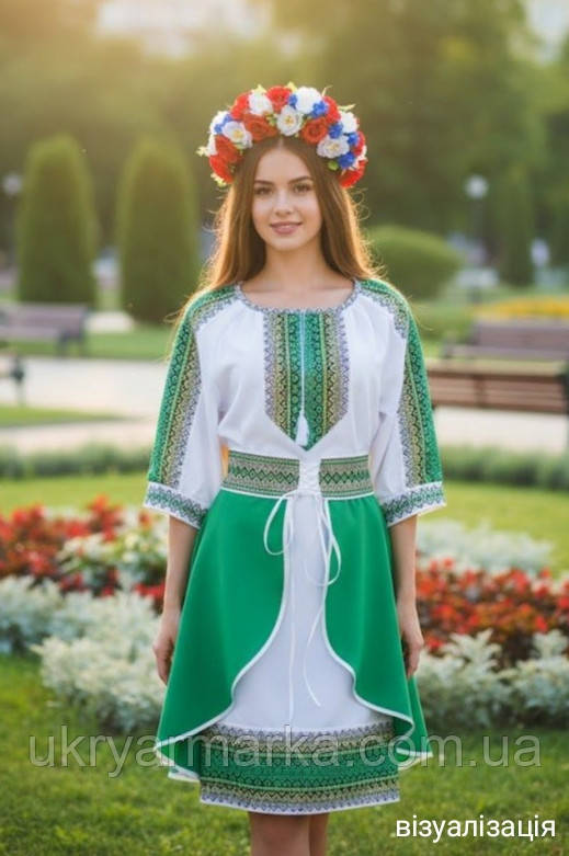 Костюм в українському стилі "Роксолана" зелений, фото 1