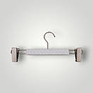 Плічки вішалки з золотими прищіпками і гачком 30 см чорні шкіряні з тремпеля для штанів і спідниць уп.5 шт, фото 7