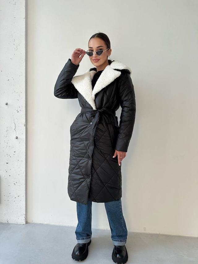 куртка пальто чорне стьобане зимове