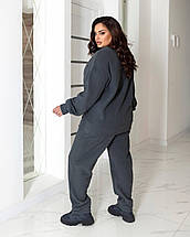 Жіночий флісовий костюм з майкою великого розміру, колір графіт Розміри: 48-50, 52-54, 56-58, 60-62, фото 4