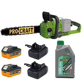 Акумуляторна ланцюгова пилка Procraft PCA42/2 + 2 акб 4Ач + ЗП + Олія для ланцюга 1л