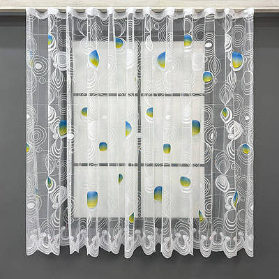 Коротка тюль, висотою 1,5м., жакард. Колір білий. Код 1900т