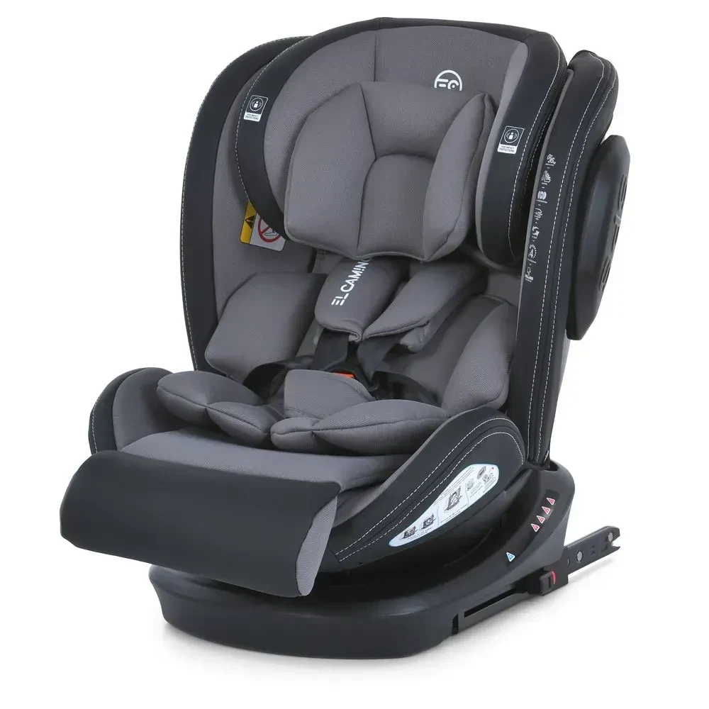 Автокрісло дитяче El Camino Evolution 2 ME 1045 Simply Gray (isofix, поворот 360º, від 0 до 12 років)