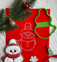 Вирубка для пряника з трафаретом "Сніговик" 10см