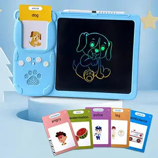 Інтерактивний планшет для вивчення англійської мови з LCD-дошкою для малювання і 112 картками (240 слів)