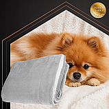 Двостороння ковдра Ruhhy 26293, 150×200 см, світло-сіра, м’який плед з плюшевою «овчиною», фото 7