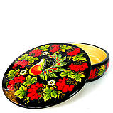 Шкатулка Петриківський розпис ПТАХ І КАЛИНАручної роботи з дерева 20 х 6 см Український сувенір, фото 2