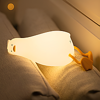 Силиконовый LED ночник «Лежащая утка» VALESO 1.7W аккумуляторный 3000K с подставкой для телефона