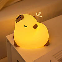 Беспроводной силиконовый LED ночник «Капибара» VALESO 2W с таймером 3000K 12 68 Lm жёлтого цвета