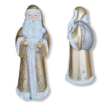 Новорічні прикраси під ялинку Дід Мороз у золотій шубі 30*13 см