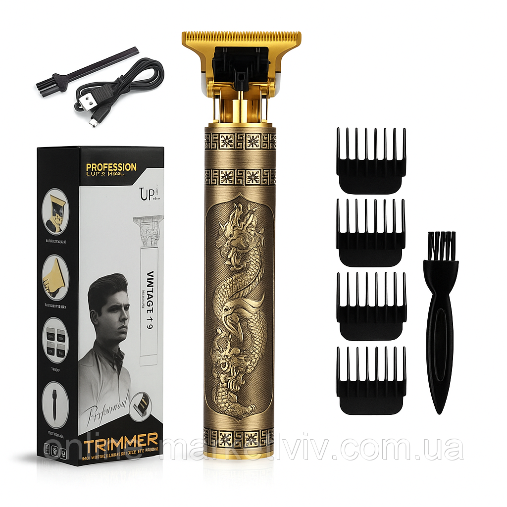 Акумуляторний тример для стрижки волосся + 3 насадки, Vintage T9 / Машинка для стрижки / Тример чоловічий, фото 1