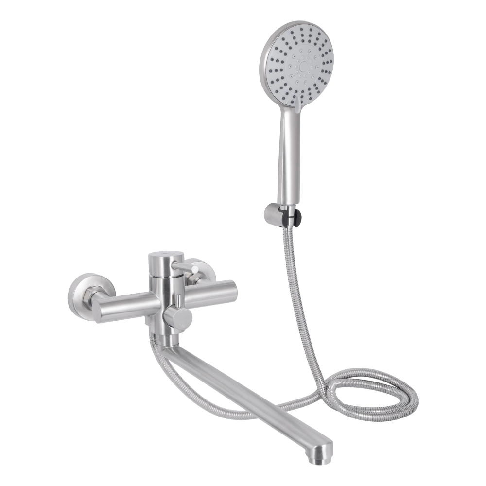 Змішувач для ванни Lidz Aria 005 з поворотним виливом (з душовим гарнітуром) (k35) LDARI005NKS34939 Nickel, фото 1