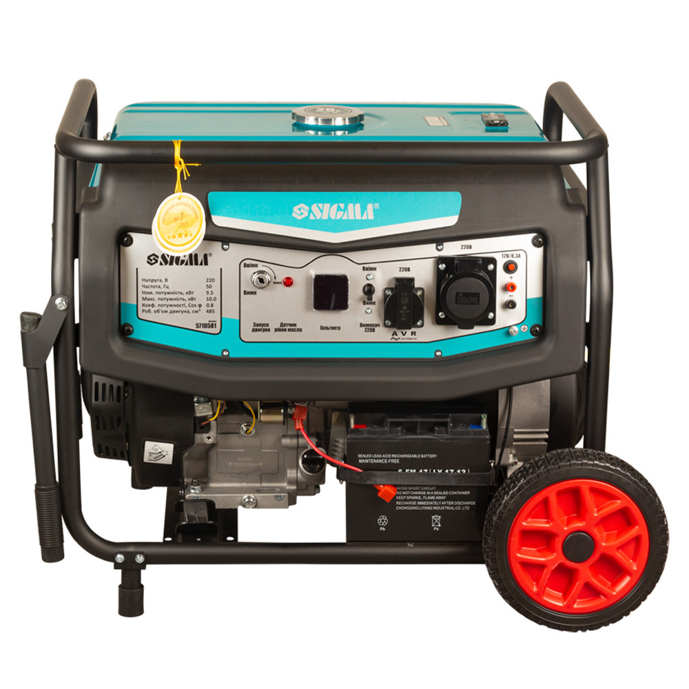 Генератор бензиновий 220В 9.5/10.0 кВт 4-х тактний електрозапуск SIGMA