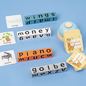 Кубики з англійськими літерами гра розвиваюча для дітей з дзвоником зі словами картками англійською для вивчення мови