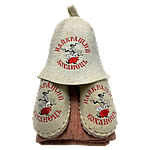 Набір подарунковий чоловічий для лазні "Кращий коханець" (парео+тапки+шапка) світло-коричневий