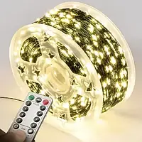 Гірлянда Роса 60 метрів, 600 LED USB з пультом, колір світіння теплий білий. Новогодння гирдлянда внутрнення и уличная
