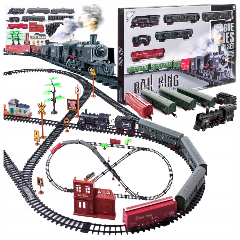 ВЕЛИКИЙ ЕЛЕКТРОПОЛІЗ Колійний локомотив ДИМНІ ВАГОНИ Мега КОЛІЯ 7 м XXL