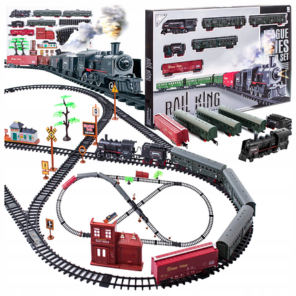 ВЕЛИКИЙ ЕЛЕКТРОПОЛІЗ Колійний локомотив ДИМНІ ВАГОНИ Мега КОЛІЯ 7 м XXL, фото 1