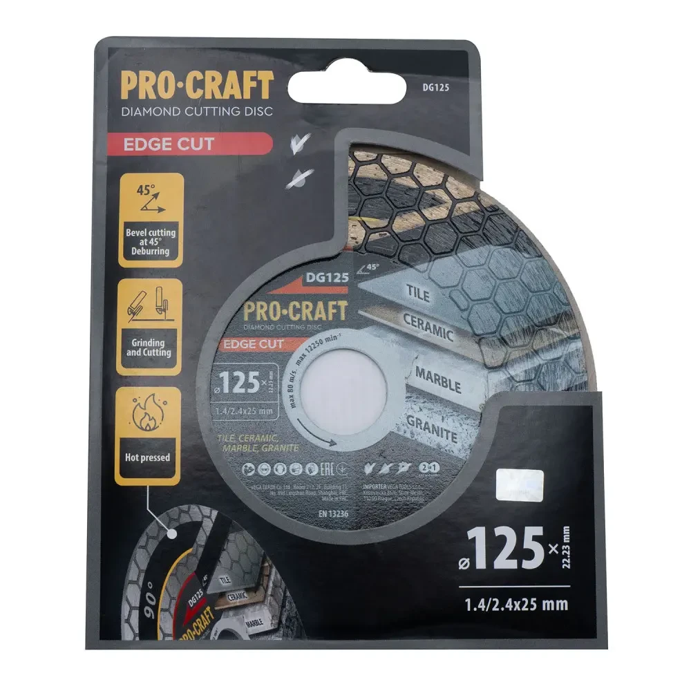 Диск алмазний 125×2.4×22.23 мм для плитки Procraft DG125, фото 1