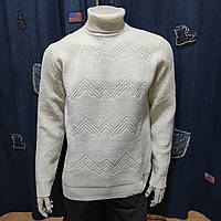 Светр чоловічий відворот горловина однотонний 2XL білий