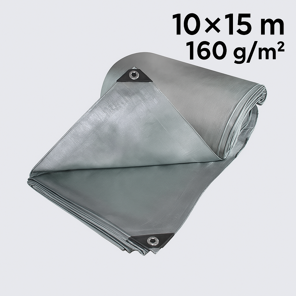 Покривний тент "PLANDEKA" 10×15 м 160 г/м² — водонепроникний тарпаулін для накриття авто, дров і вантажу, фото 1
