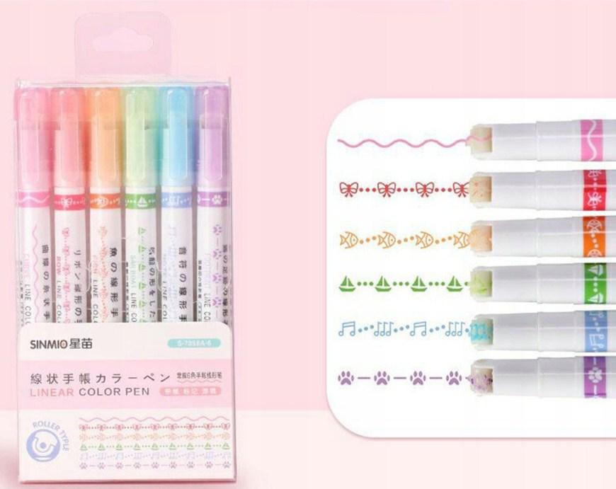 Набір маркерів з візерунками, фломастери штампи, Aptel MIX 6 шт PR43A, фото 1