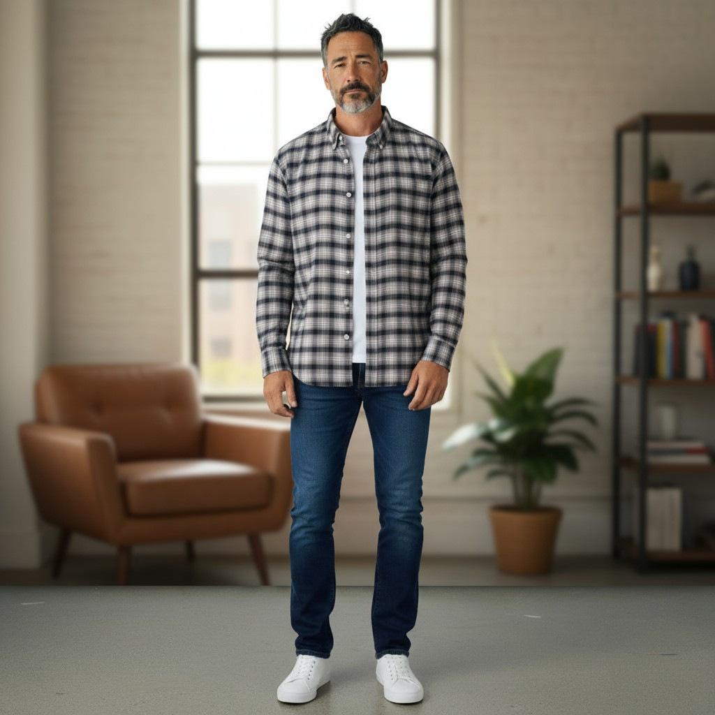 Сорочка чоловіча, приталена (Slim Fit), з довгим рукавом, Birindelli 04-447 FLN.RGL 100% бавовна L(Р), фото 1