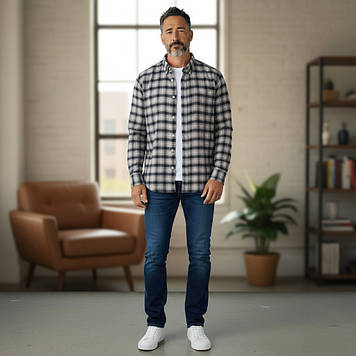 Сорочка чоловіча, приталена (Slim Fit), з довгим рукавом, Birindelli 04-447 FLN.RGL 100% бавовна L(Р)