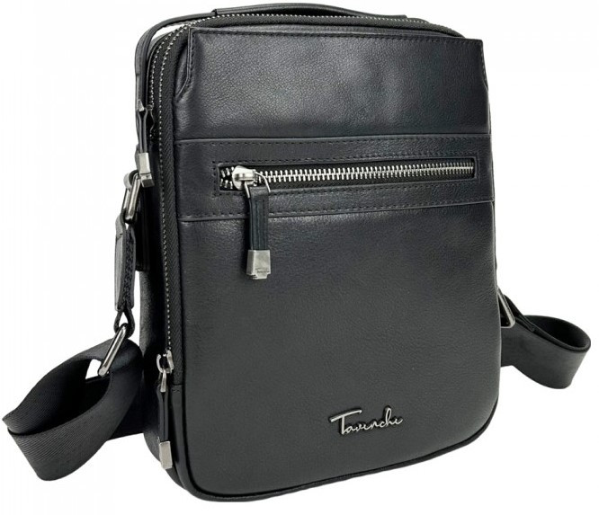 Чоловіча шкіряна Сумка greenpharm Tavinchi чорний, фото 1