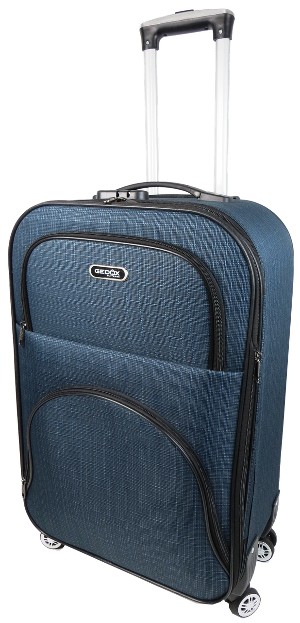 Тканева середня валіза на чотирьох колесах 67L Gedox темно-синій, фото 1